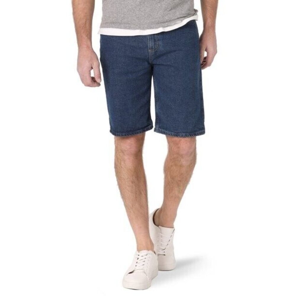 Wrangler Big Mens 46 Relaxed Fit Denim Jean Shorts Dark Wash 10" Inseam 5 Pocket